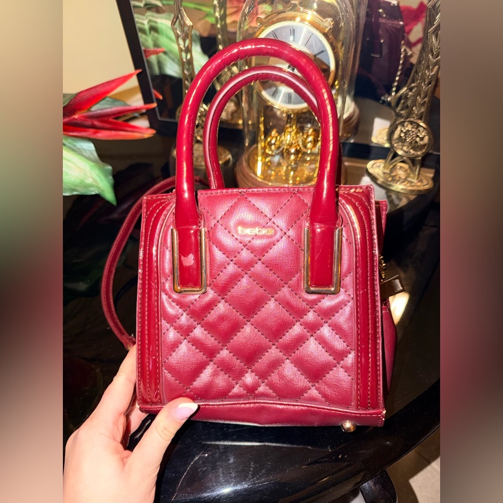 Bebe Maroon Elegant Quilted Burgundy Handbag